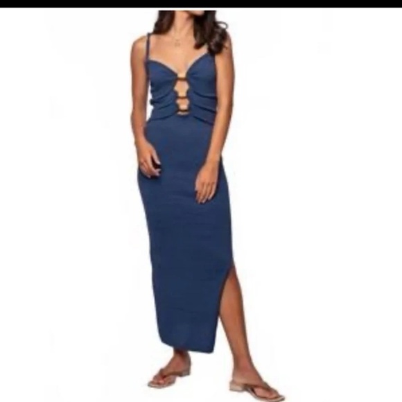 Mable Ocean Breeze Midi Dress in Luxe Blue 
size Large - Picture 7 of 12